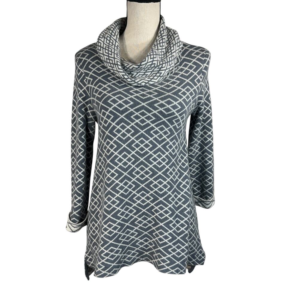 MOTH Anthropologie Small Galena Tunic Sweater Cowl Neck Stretch 3/4 Sleeve Slits